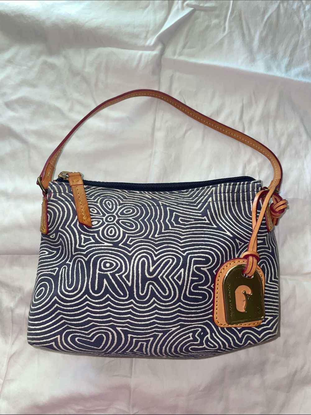 Dooney & Bourke Doodle Swirl Hobo Purse Small Shoulder Bag Scribble Pouchette
